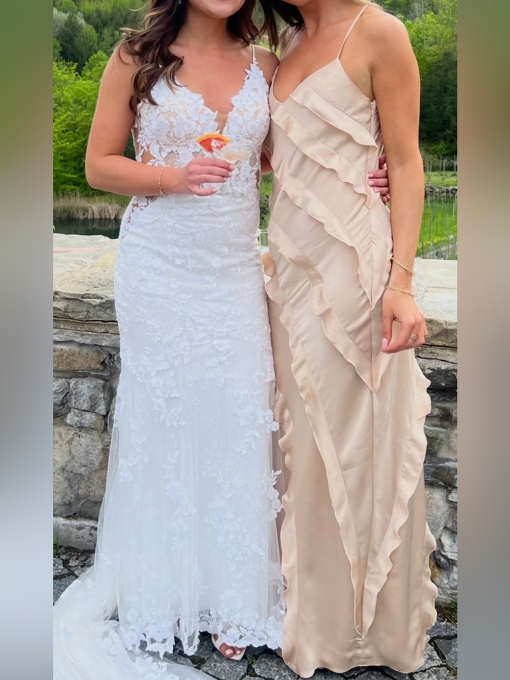 Show me your Mumu Champagne Ruffle Dress